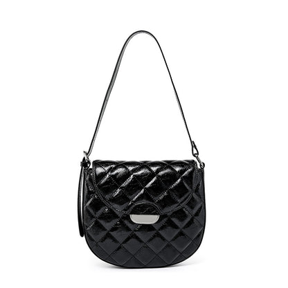 VAKKV 2025 Niche Pig Nose Semicircular Saddle Bag Premium Sense Rhombus Underarm Bag popular New Leather One Shoulder Crossbody Bag Women