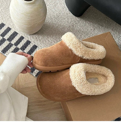 2025  One pedal Boken half-drag women's fluffy Birkenstocks bag head muller shoes small potato lazy snow boots