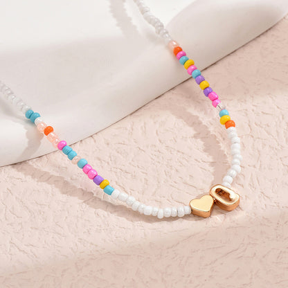 Nz2846 HOT and NEW Cross Border Color Bead 26 Letter Beaded Necklace for Women New Creative Niche Necklace Clavicle Chain