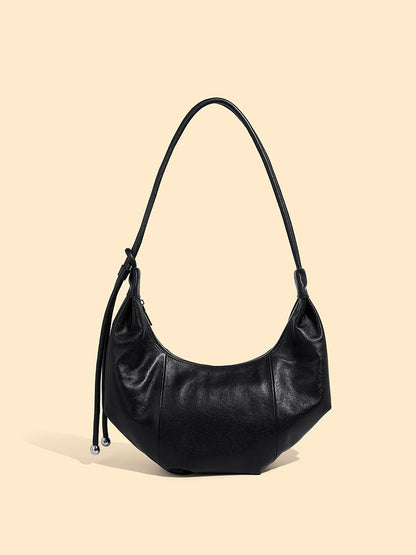 2025 Leather fashion shoulder armpit bag popular autumn and winter new commuter retro croissant bag messenger bag