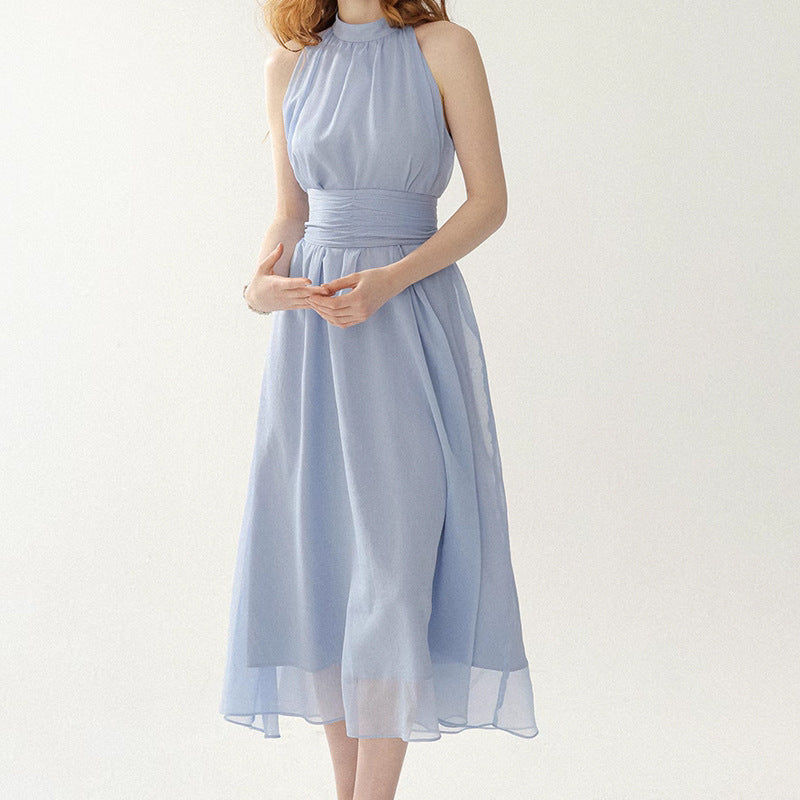 VAKKV  Meipin  Halter Dress Seaside Vacation Dress Blue Dress Summer Strap Dress for Women Summer