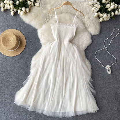VAKKV Cute A line Sleeveless Tulle Dress Beach Summer Holiday Dress P254