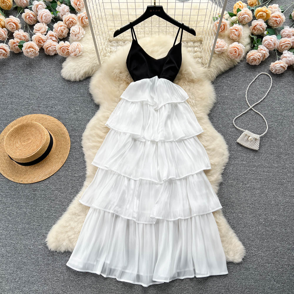 VAKKV Sexy Spaghetti Straps Ruffles Dress Summer Women Holiday Dress P226