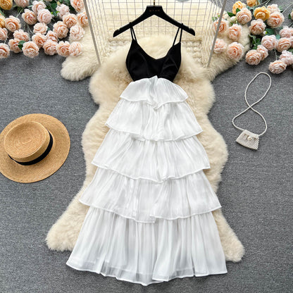 VAKKV Sexy Spaghetti Straps Ruffles Dress Summer Women Holiday Dress P226