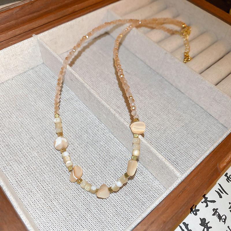 New Chinese Style Light Luxury Agate Pearl Crystal Necklace Versatile High-Grade Clavicle Chain Niche Ethnic Style Jewelry Wholesale