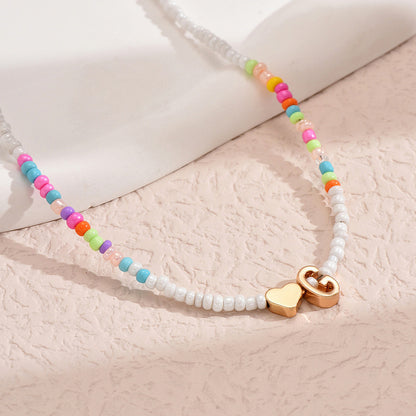 Nz2846 HOT and NEW Cross Border Color Bead 26 Letter Beaded Necklace for Women New Creative Niche Necklace Clavicle Chain