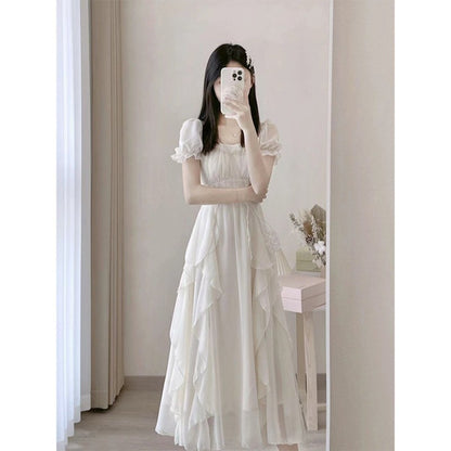 Style White High Sense Fairy Dress Women's Summer  New Super Fairy Princess Dress Gentle Wind Long Skirt