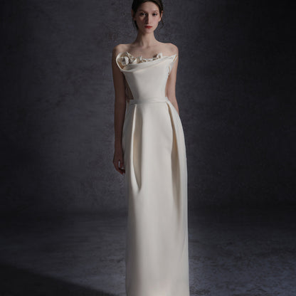 Light Wedding Dress  New Bridal Sling Satin Texture Wedding Veil Small Dress Wedding Dress Other Poly