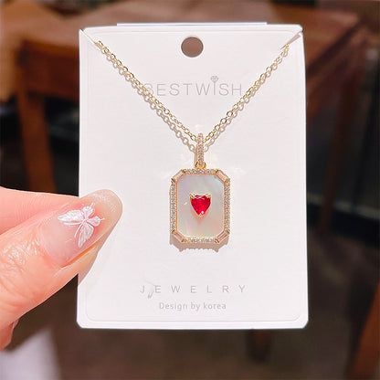 18K Thick Gold Color Retaining Quality Affordable Luxury Style Pearl Shell Necklace Korean Style Affordable Luxury Fashion High-Grade Clavicle Necklace