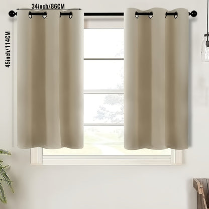 2-Piece Blackout Valance Panels - Room Darkening, Grommet Top, Half Window Treatment for Kitchen, Bathroom, Basement, Living Room, Office - Easy Home Decor Solution