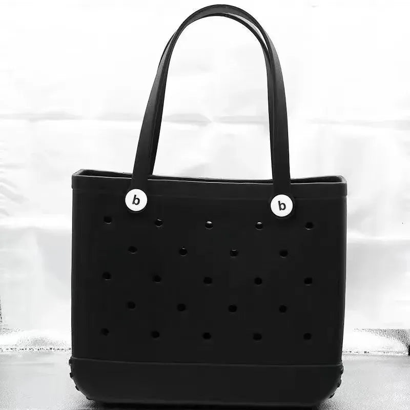 Large Boggs Beach Bag Baseball Summer Rugby EVA Beach Basket Womens Picnic Handbag Hole Waterproof Handbag Shoulder Bag 240529