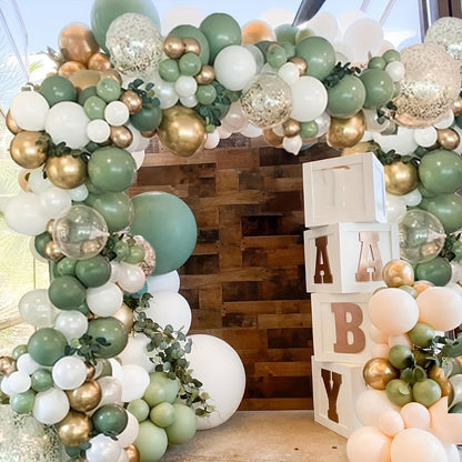 Elegant Sage & Olive Balloon Garland Kit 137pcs - No Power Needed, Perfect for Weddings, Birthdays, & Celebrations