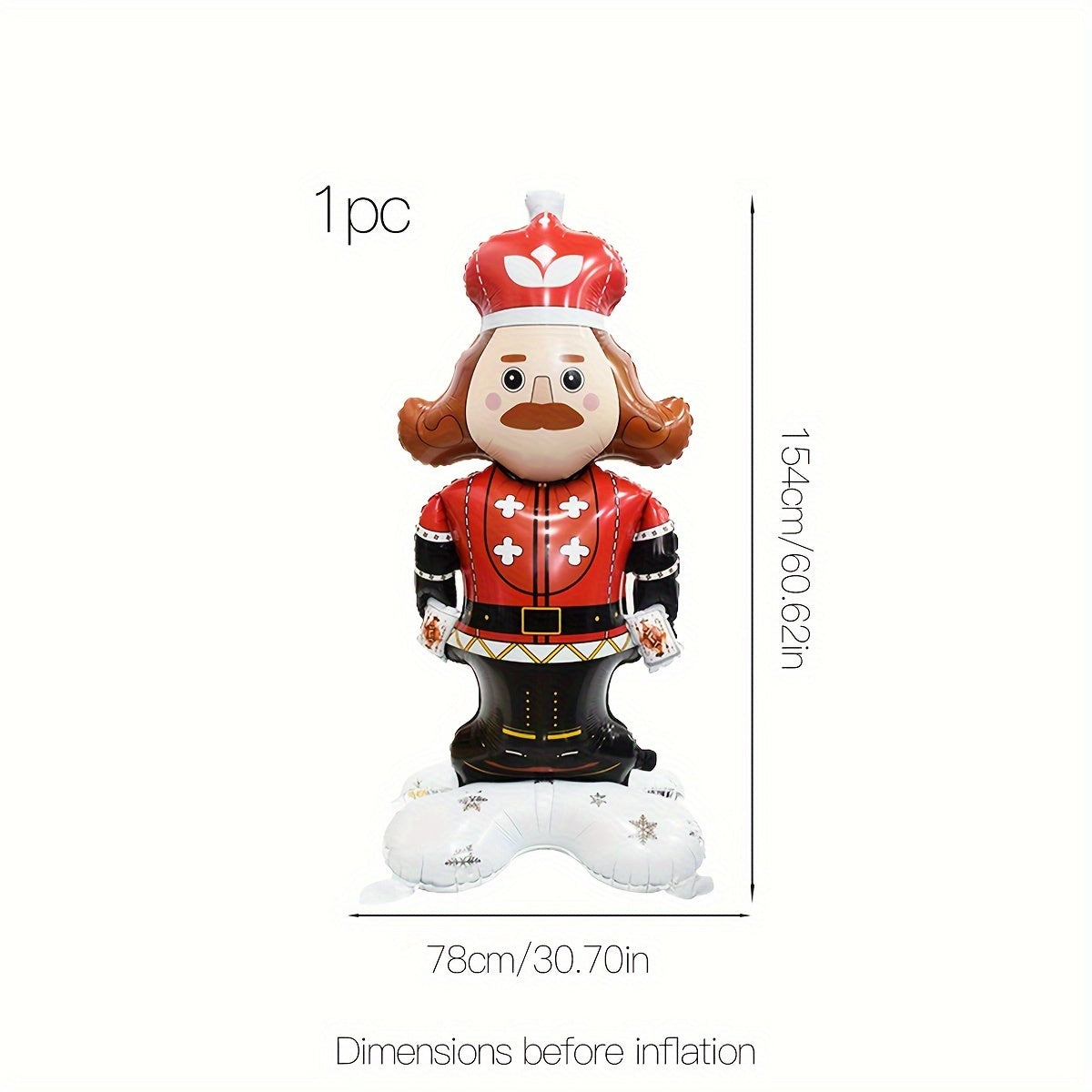 Christmas Nutcracker Balloon 3D Stand-Up Giant Decoration - Festive Aluminium Film Inflatable Balloon for Holiday Decor, Christmas Party Accessories, 14+ Age Group, 1 Pc Pack