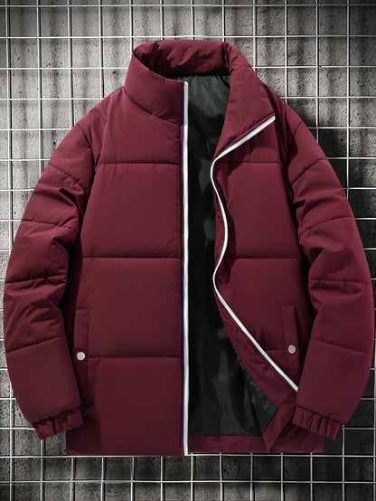 Ultra-Warm Mens Padded Jacket - Casual, Relaxed Fit with Stylish Lapel Design, Puffer Style for Maximum Warmth, Perfect for Fall and Winter Seasons - Long-Sleeved Coat
