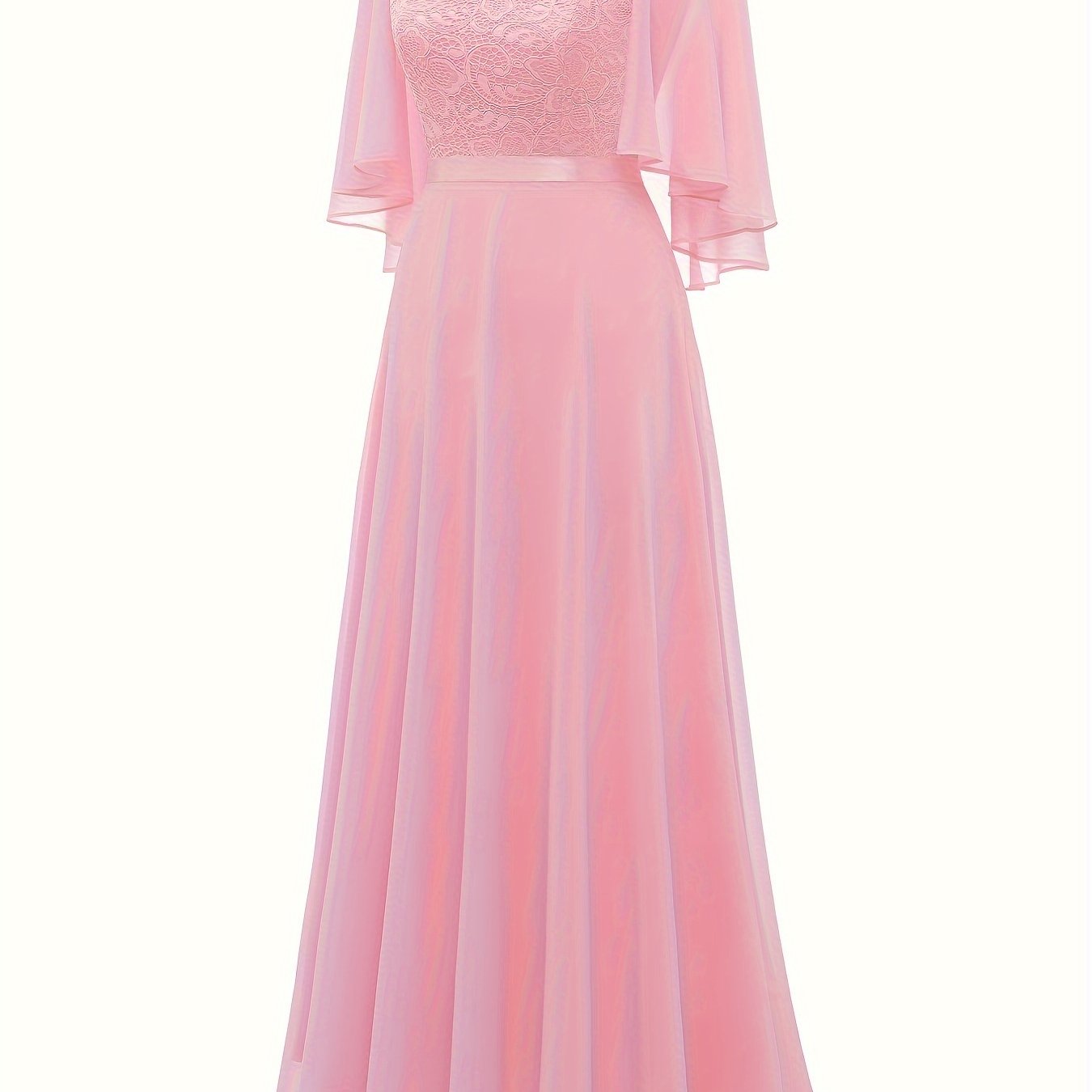 VAKKV Timeless Solid Lace Aline Bridesmaid Dress - Chic Crew Neckline, Flattering Wedding Party Gown - Premium Womens Fashion