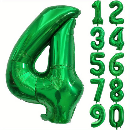 1pc, 32-inch Foil Green Number 0-9 Balloon for Birthday, Anniversary, Graduation, Home Room Decor, Atmosphere Background Layout, Party Decor Supplies