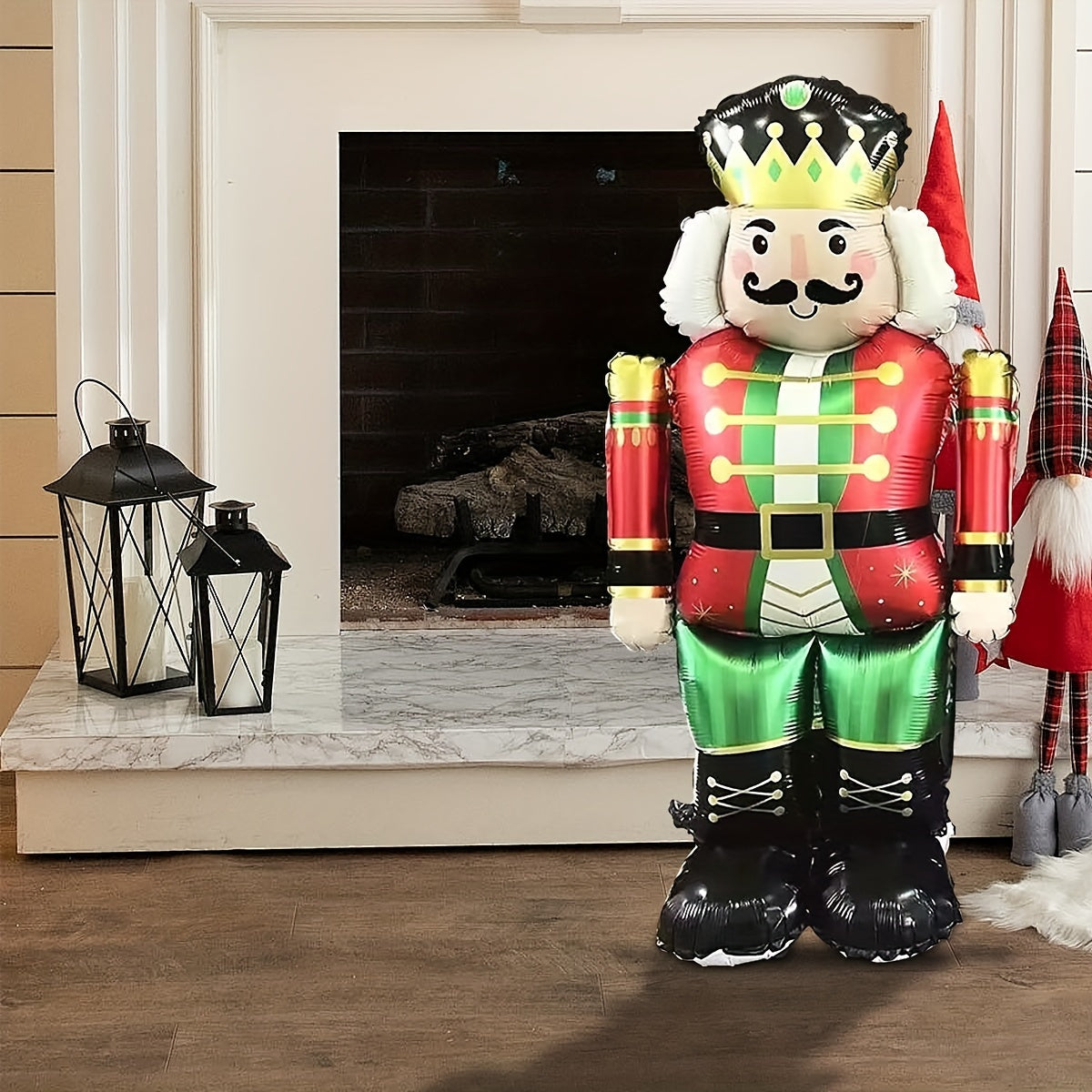 Christmas Nutcracker Balloon 3D Stand-Up Giant Decoration - Festive Aluminium Film Inflatable Balloon for Holiday Decor, Christmas Party Accessories, 14+ Age Group, 1 Pc Pack