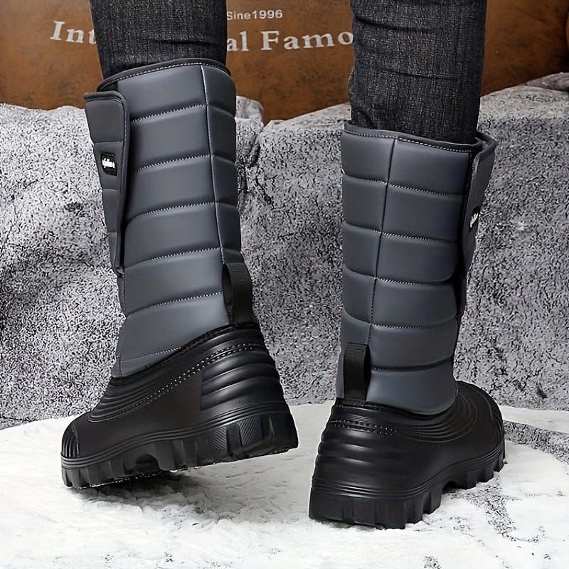 Men's Winter Snow Boots - High Shank, Insulated PU, Rubber Sole, Suitable for All Men