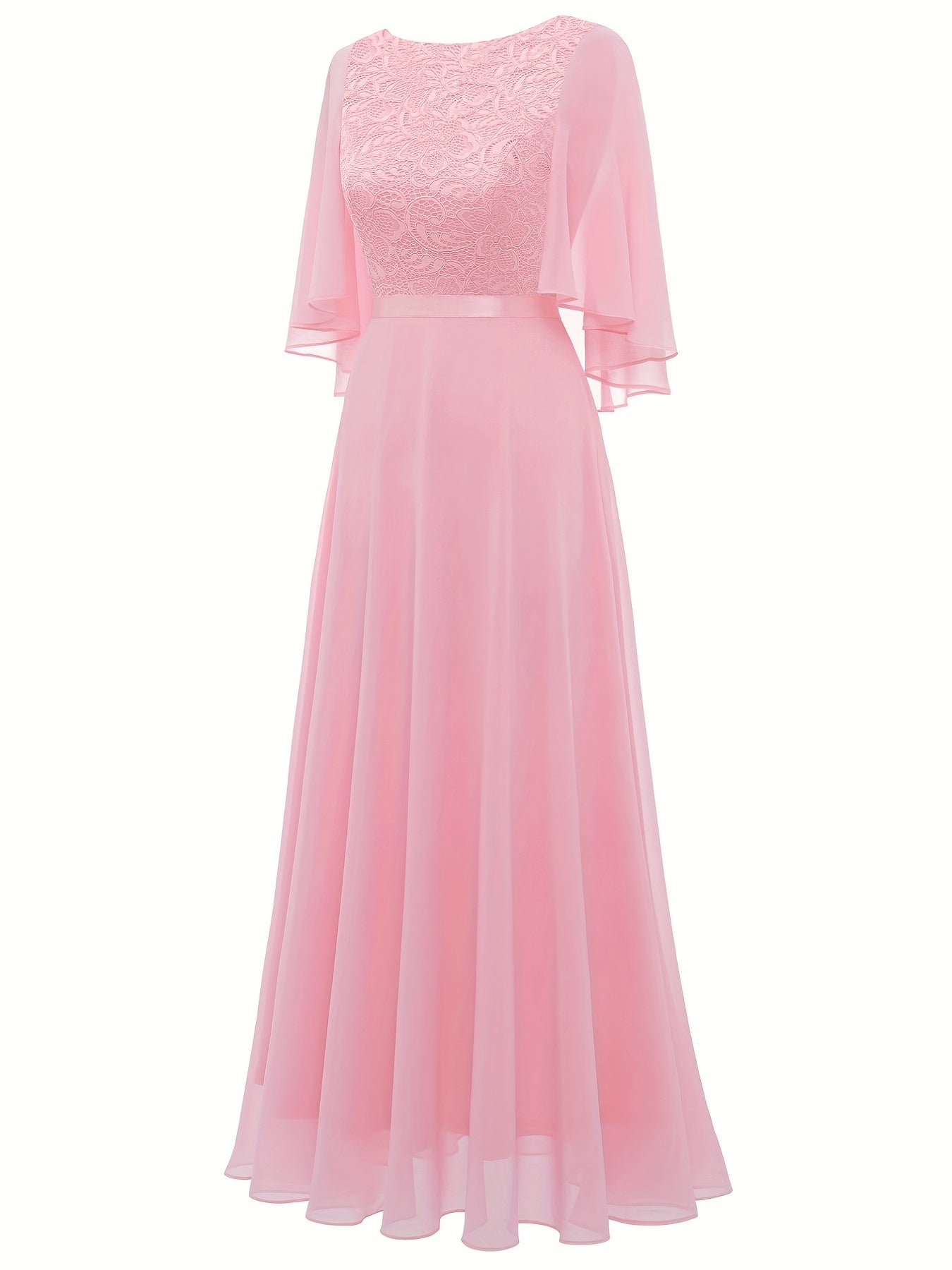 VAKKV Timeless Solid Lace Aline Bridesmaid Dress - Chic Crew Neckline, Flattering Wedding Party Gown - Premium Womens Fashion