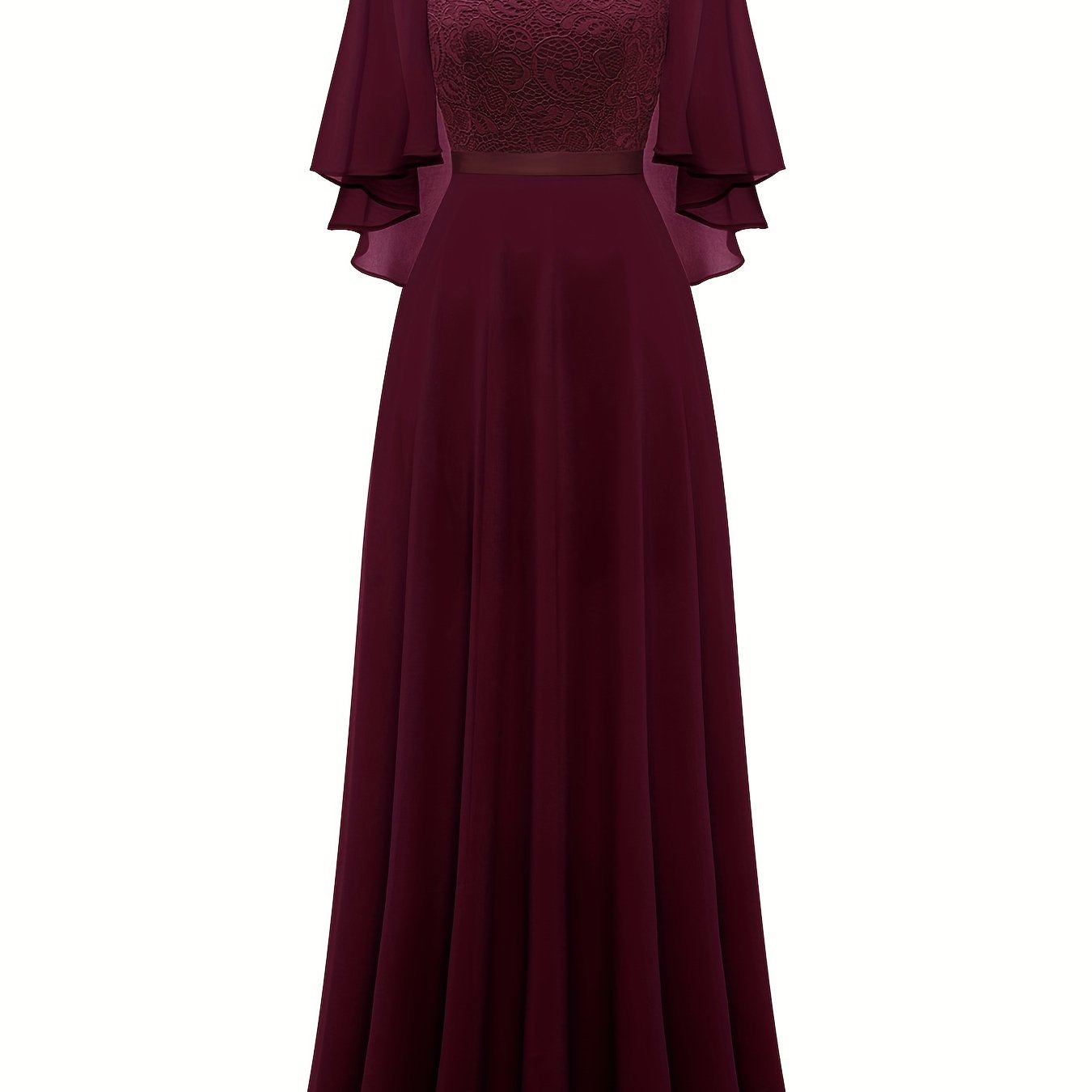 VAKKV Timeless Solid Lace Aline Bridesmaid Dress - Chic Crew Neckline, Flattering Wedding Party Gown - Premium Womens Fashion
