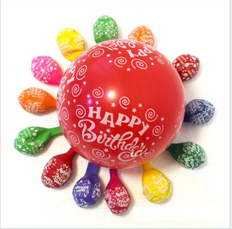 10pcs Latex Happy Birthday Balloons 12 Inch, "HAPPY BIRTHDAY" Colorful Latex Balloons, Party Beautiful Flowers Birthday Balloon Decoration Multicolor Easter gift