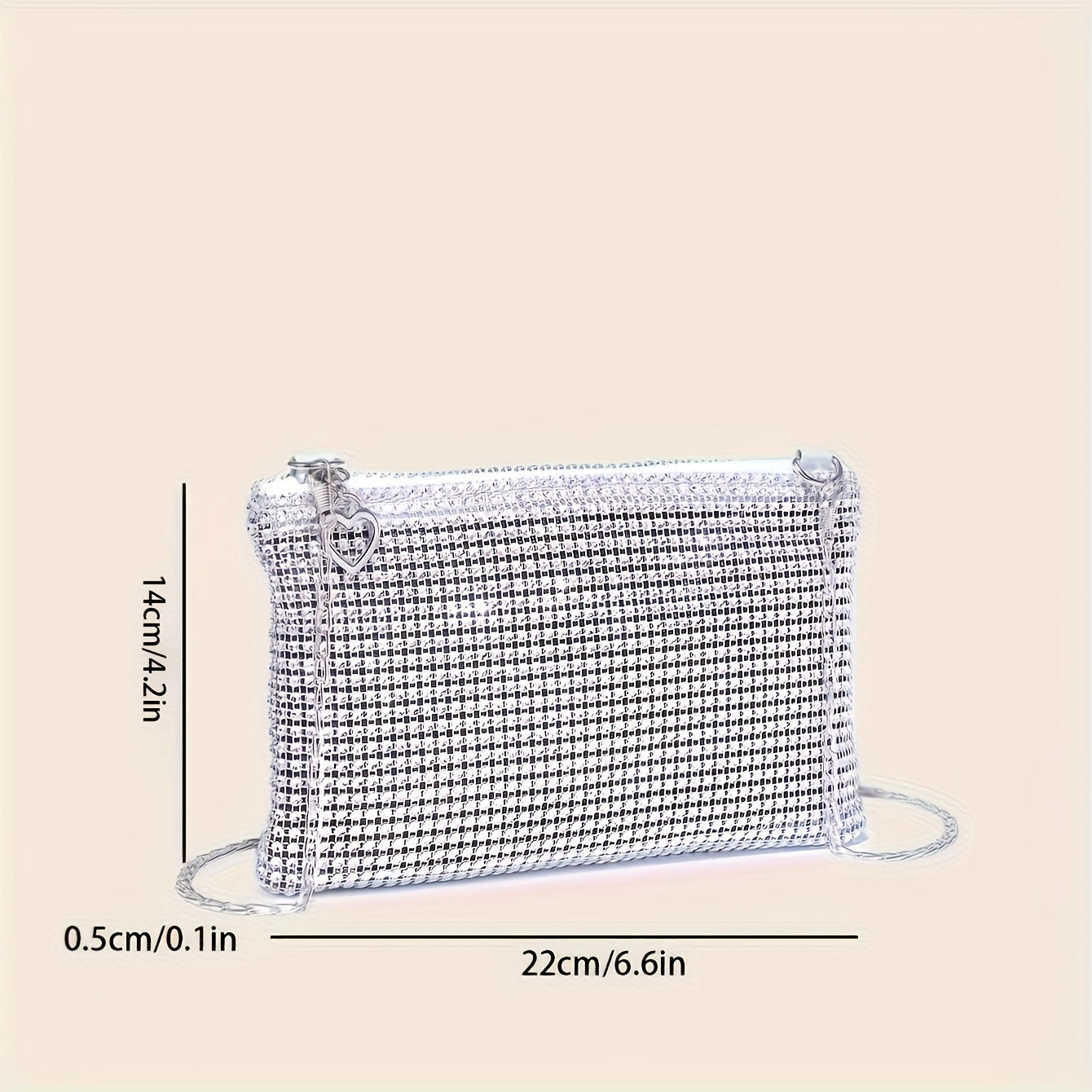 Dazzling Rhinestone Shoulder Square Bag - Shimmering Glamour, Classic Zipper & Chain Detail - Ideal for Carnaval Parties & Music Festivals, Womens Evening Bag