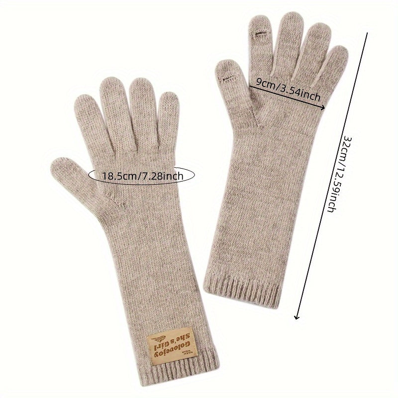 1 Pair Autumn And Winter Knitted Warm Gloves, Women's Outdoor Plus Velvet Thickened Windproof Coldproof Touch Screen Warm Gloves