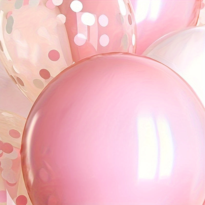 30pc Sparkling Pink & White Confetti Latex Balloons - Festive Decor for Valentines Day, Weddings, Birthdays, Anniversaries, Graduations, Holidays & Celebrations - Indoor/Outdoor Ready