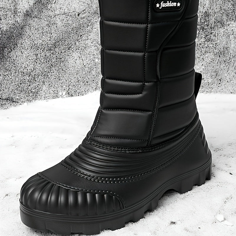 Men's Winter Snow Boots - High Shank, Insulated PU, Rubber Sole, Suitable for All Men
