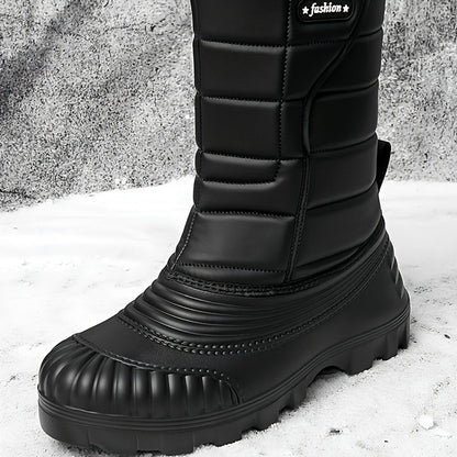 Men's Winter Snow Boots - High Shank, Insulated PU, Rubber Sole, Suitable for All Men