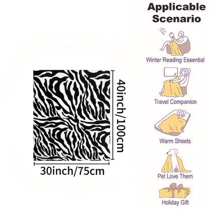 1pc Zebra Pattern Printed Flannel Blanket, Cozy Soft Throw Blanket For Couch Bed Sofa Camping Travelling, Multi-purpose All Season Blanket Gift For Adults, Christmas Birthday Gift
