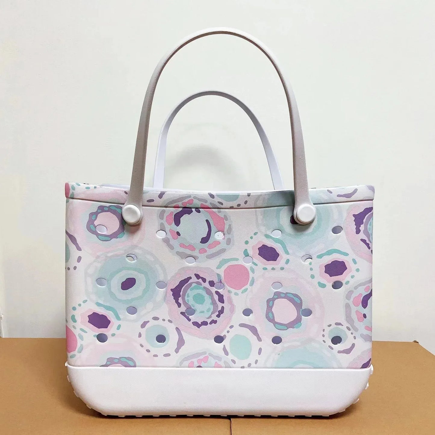 Large Boggs Beach Bag Baseball Summer Rugby EVA Beach Basket Womens Picnic Handbag Hole Waterproof Handbag Shoulder Bag 240529