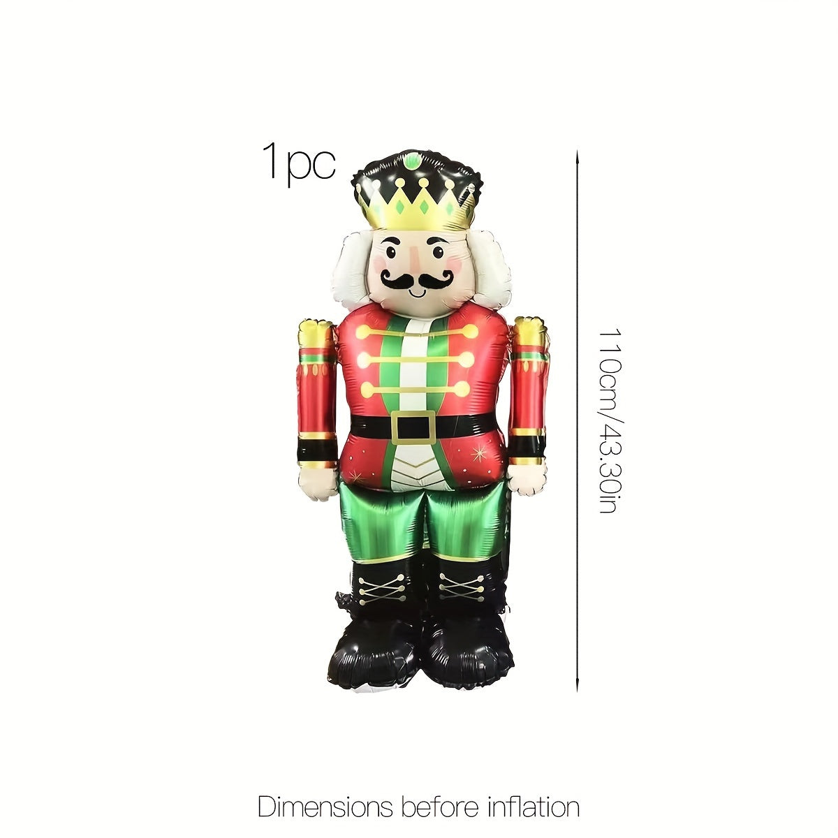 Christmas Nutcracker Balloon 3D Stand-Up Giant Decoration - Festive Aluminium Film Inflatable Balloon for Holiday Decor, Christmas Party Accessories, 14+ Age Group, 1 Pc Pack