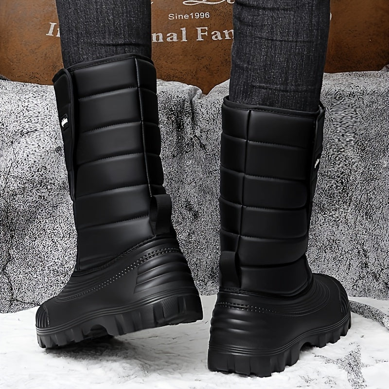 Men's Winter Snow Boots - High Shank, Insulated PU, Rubber Sole, Suitable for All Men