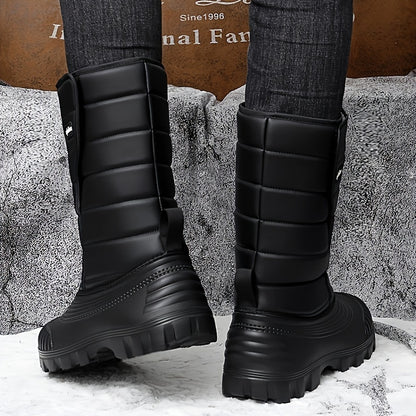 Men's Winter Snow Boots - High Shank, Insulated PU, Rubber Sole, Suitable for All Men