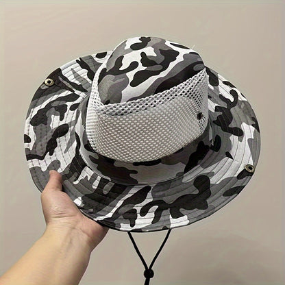 Large Brim Camouflage Sun Hat for Men - Ultimate Outdoor Protection with Cool and Handsome Style - Woven, Hand Washable, Ideal for Fishing, Work, Dry Farming, and Fisherman Activities