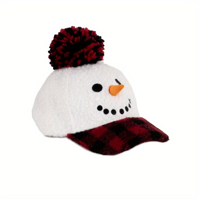 Christmas Snowman Sherpa Fleece Baseball Party Cap,