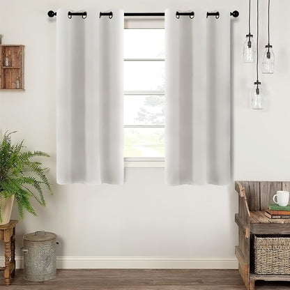2-Piece Blackout Valance Panels - Room Darkening, Grommet Top, Half Window Treatment for Kitchen, Bathroom, Basement, Living Room, Office - Easy Home Decor Solution
