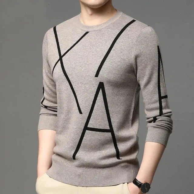 Men's Sweaters high-end brand designer winter wool Pullover fashion black sweater men's geometric printing knitted casual men's wear 231021