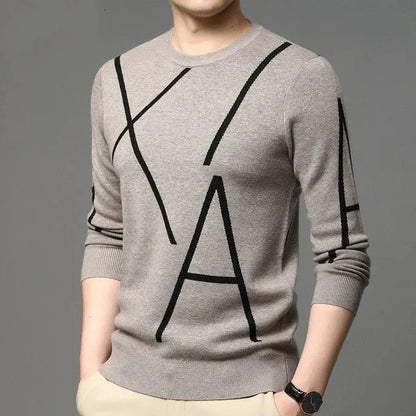 Men's Sweaters high-end brand designer winter wool Pullover fashion black sweater men's geometric printing knitted casual men's wear 231021