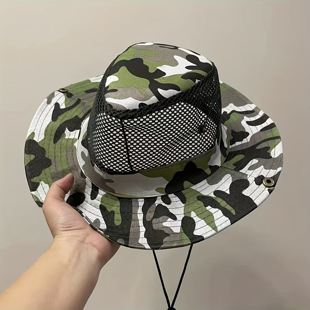 Large Brim Camouflage Sun Hat for Men - Ultimate Outdoor Protection with Cool and Handsome Style - Woven, Hand Washable, Ideal for Fishing, Work, Dry Farming, and Fisherman Activities
