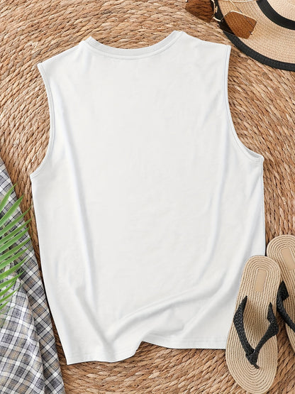 Sleeveless Trump Train Print Tank Top - Freedom of Movement, Casual Comfort for Summer & Spring - Stylish Womens Clothing for Everyday Wear