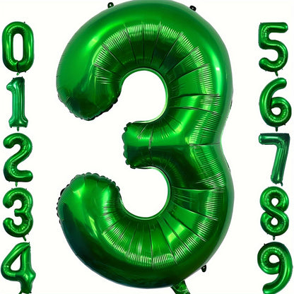 1pc, 32-inch Foil Green Number 0-9 Balloon for Birthday, Anniversary, Graduation, Home Room Decor, Atmosphere Background Layout, Party Decor Supplies