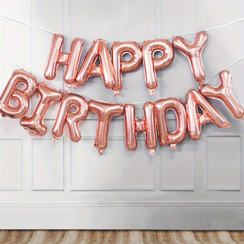 13pcs Golden Foil Letter Balloons Set - Luxurious Happy Birthday Decoration, Photo-Ready Party Supplies, Aesthetic Room Decor, and Festive Party Decorations - Perfect for Celebrations and Special Occasions
