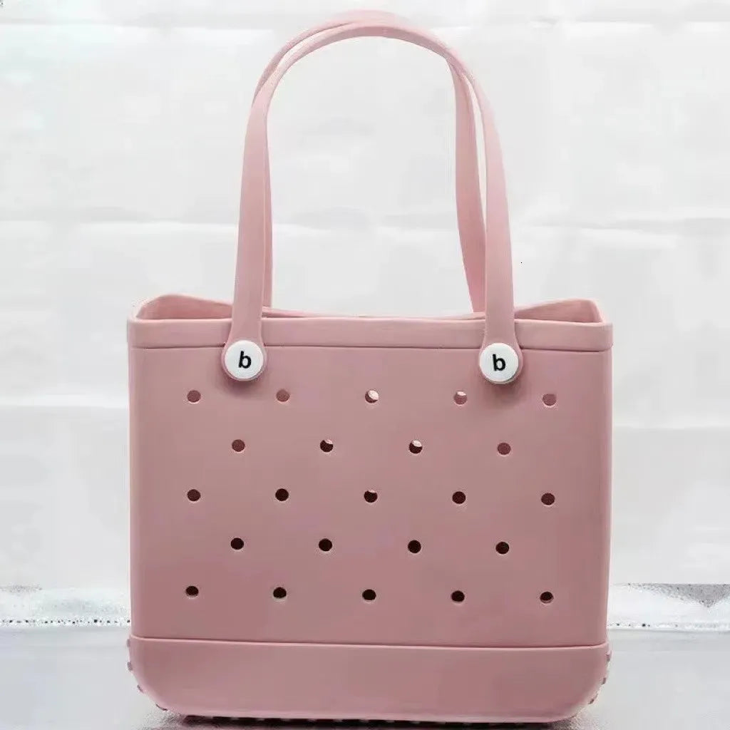 Large Boggs Beach Bag Baseball Summer Rugby EVA Beach Basket Womens Picnic Handbag Hole Waterproof Handbag Shoulder Bag 240529