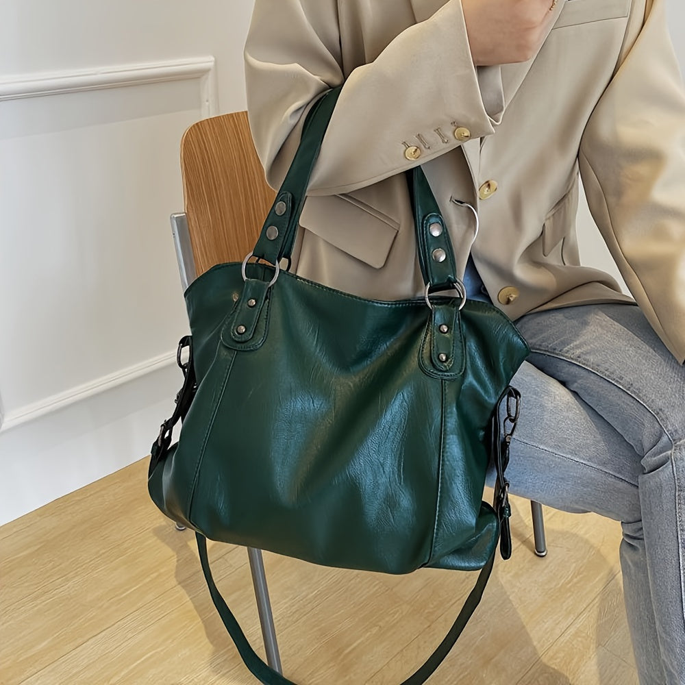 [Fast Arrival] Luxurious Soft Tote Bag - Large Capacity Women's Shopper Bag for Travel and Daily Use - High-Quality Black Zipper Fashion Bag with Portable Design and Solid Color