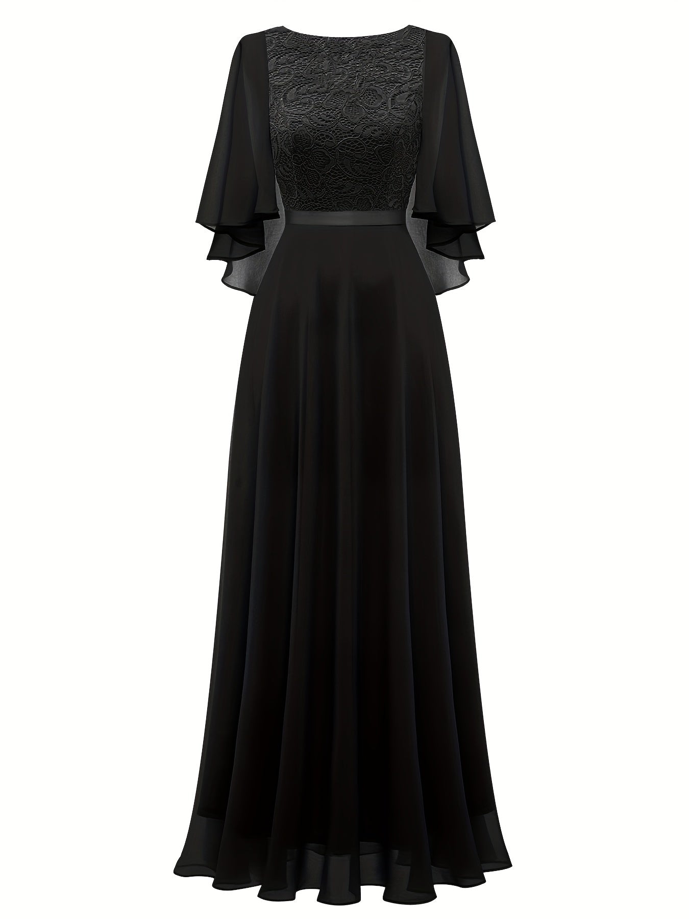 VAKKV Timeless Solid Lace Aline Bridesmaid Dress - Chic Crew Neckline, Flattering Wedding Party Gown - Premium Womens Fashion