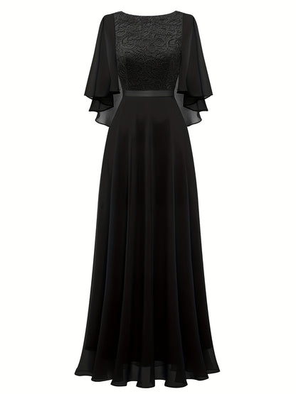 VAKKV Timeless Solid Lace Aline Bridesmaid Dress - Chic Crew Neckline, Flattering Wedding Party Gown - Premium Womens Fashion