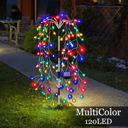 1pc Solar-Powered Firecracker Fireworks Lights - 120/200 LEDs, 8 Vibrant Modes, Durable, Energy-Efficient, Perfect for Patio, Garden, Pathway, Party, Camping, Picnic, Christmas, Ramadan, Halloween Decorations