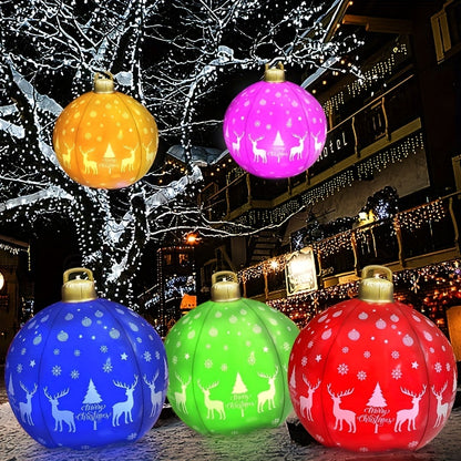24-inch Large PVC Inflatable Christmas Ball, Firmly Standing Outdoor Decoration for Yard and Swimming Pool Holiday